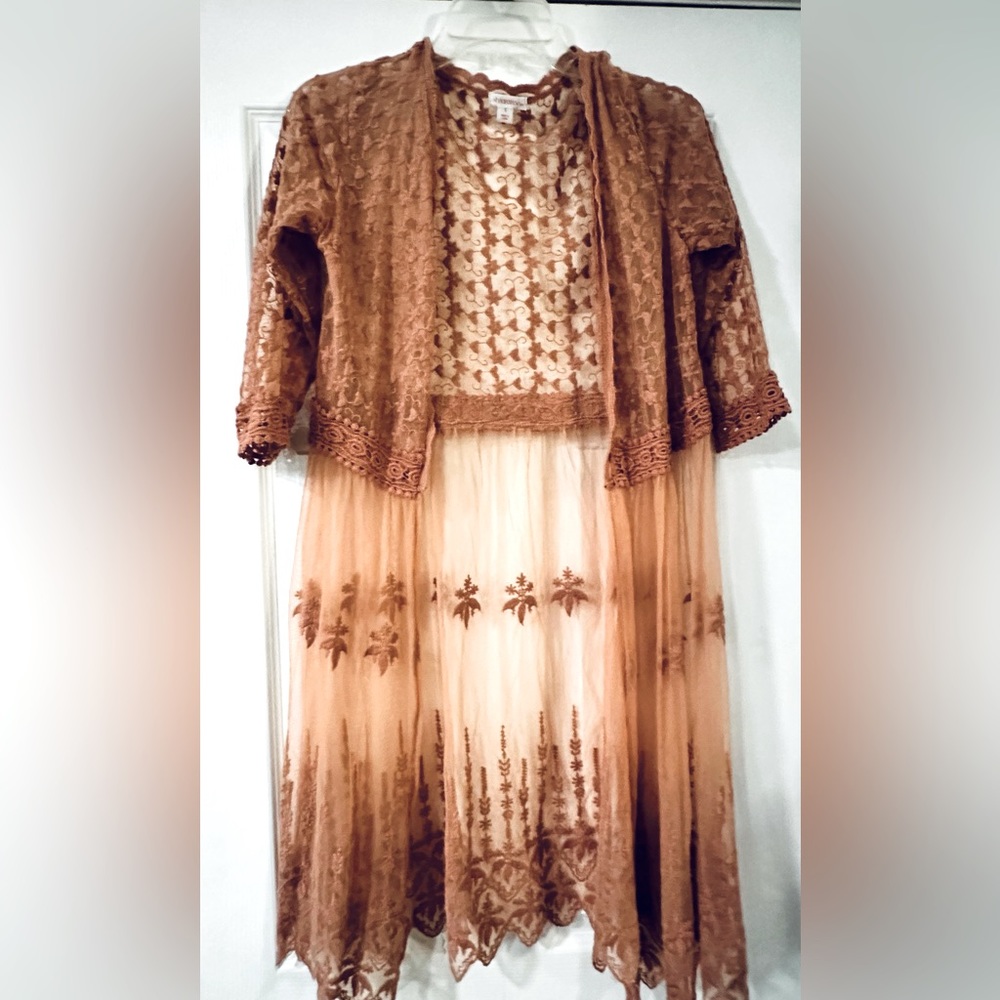 Dusk rose lace duster
